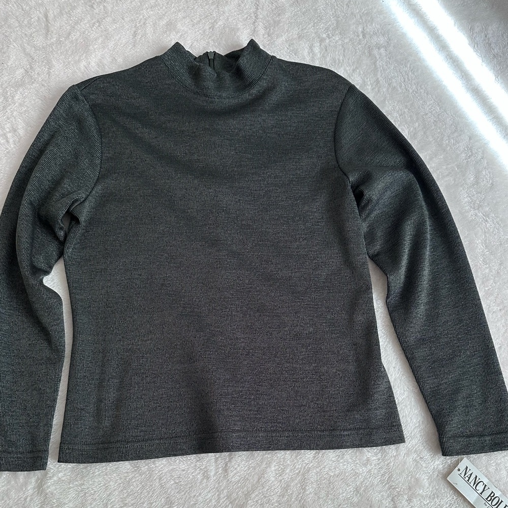 Nancy Bolen for City Girl Vintage Mock Neck Size Small NWT charcoal green color